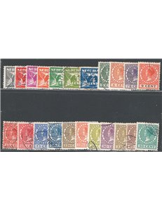 Olanda - 1926/28 - Cifra ed effigie della Regina Guglielmina, n° 165/71 + 172/185. Cat. € 62 (U)