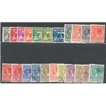 Olanda - 1926/28 - Cifra ed effigie della Regina Guglielmina, n° 165/71 + 172/185. Cat. € 62 (U)