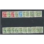 Olanda - 1940 - Cifra su fondo colorato, serie n° 347/64. Cat. € 120 (*)