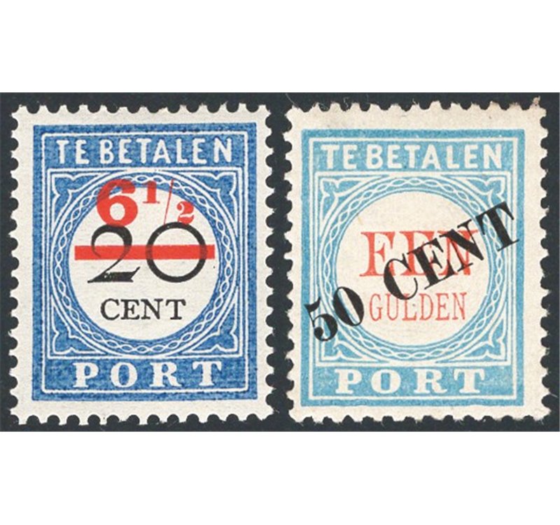 Olanda - 1906 - Segnatasse francobolli del 1881/94 con nuovi valori in soprast., serie n° 25/26. Cat. € 170 (*)