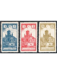 Polonia - Emissioni locali - Zarki - 1918 - Cattedrale di Zarki, Michel serie n° 1/3. Cat. € 360 (*)