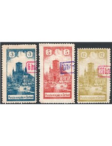 Polonia - Emissioni locali - Zarki - 1918 - Cattedrale di Zarki la serie con nuovi valori in soprast., Michel n° 4/6. Cat. € 450