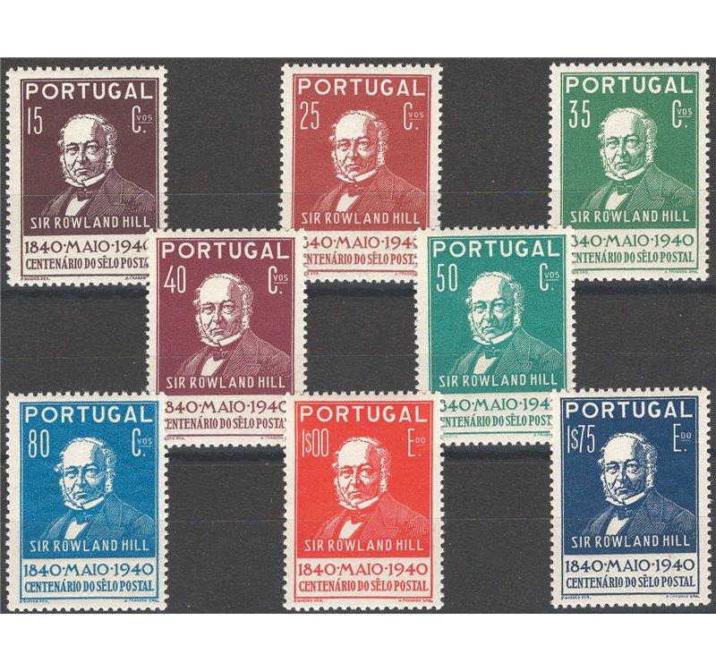 Portogallo - 1940 - Centenario del Francobollo (Rowland Hill), serie n° 600/607. Cat. € 120 (**)