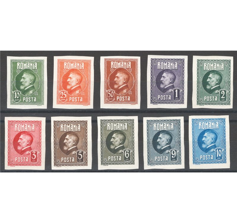 Romania - 1926 - 60° Anniv. del Re Ferdinando I, serie n° 309/18 non dent. Cat. € 320 (**)