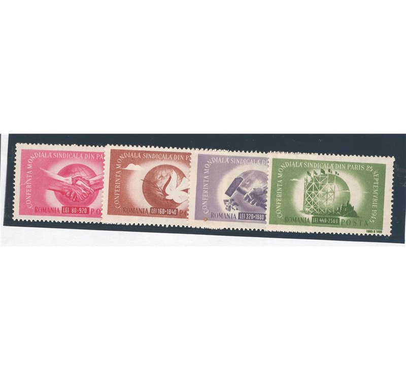 Romania - 1945 - Congresso sindacale, serie n° 382/85. Cat. € 112 (**)