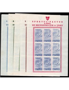 Romania - 1945 - Minifogli Sport, n° 843/47 (5 minifogli da 9) (*)