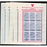 Romania - 1945 - Minifogli Sport, n° 843/47 (5 minifogli da 9) (*)
