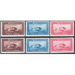 Romania - 1928 - P.A. Aereo con filigrana linee ondulate orizzontali e verticali, serie n° 1/3 + 1a/3a. Cat. € 50 (*)
