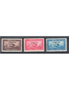 Romania - 1930 - P.A. Avvento del Re Carlo II con filigrana linee ondulate orizzontali, serie n° 4a/6a. Cert.: IC. Cat. € 300 (*