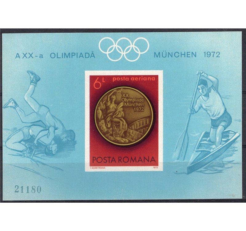 Romania - 1972 - BF Medaglia d'oro olimpica, n° 102. Cat. € 100 (**) 