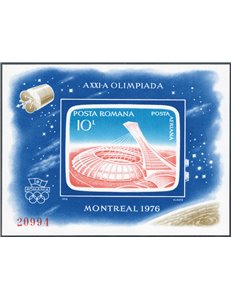 Romania - 1976 - BF Olimpiadi di Montreal (stadio), n° 126a non dent. Cat. € 80 (**)