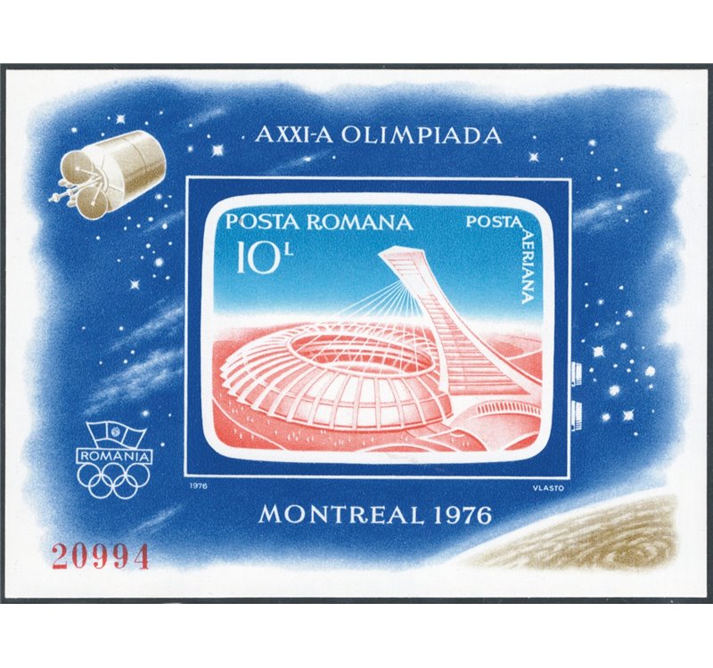 Romania - 1976 - BF Olimpiadi di Montreal (stadio), n° 126a non dent. Cat. € 80 (**)