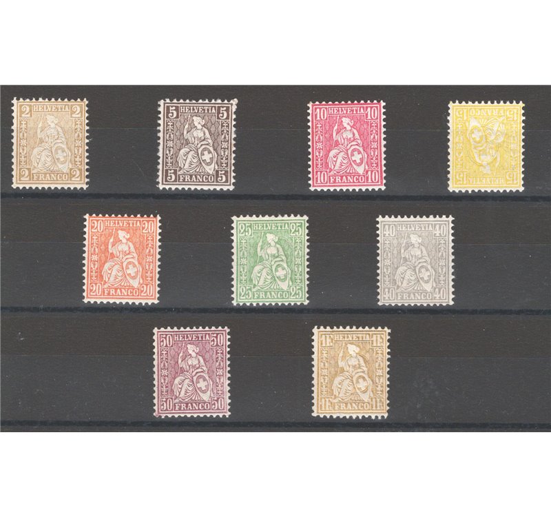 Svizzera - 1881 - Helvetia seduta, la serie n° 49/57. Cat. € 116 (**)