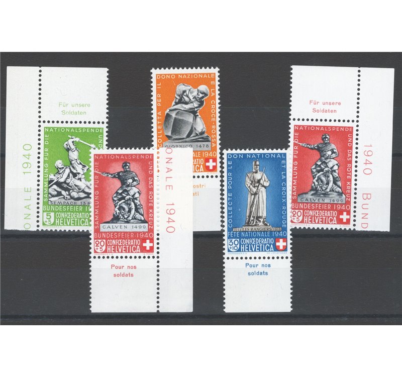 Svizzera - 1940 - Pro Patria, serie n° 349/53. Cat. € 35 (**)