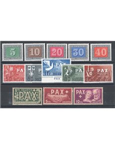 Svizzera - 1945 - Pace, serie n° 405/17. Cert.: Biondi. Cat. € 670 (**)