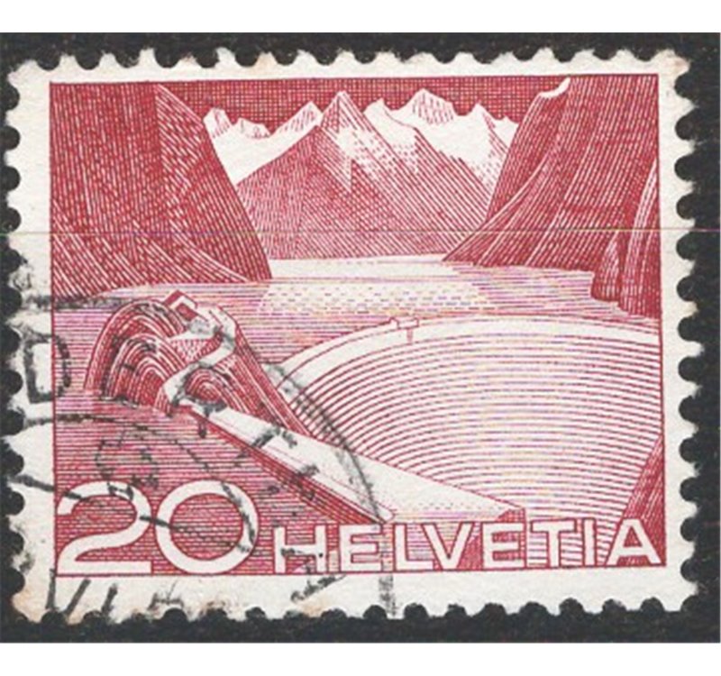 Svizzera - 1945 - Paesaggi Diga di Grimsel 20 c., n° 485a. Cat. € 100 (U)