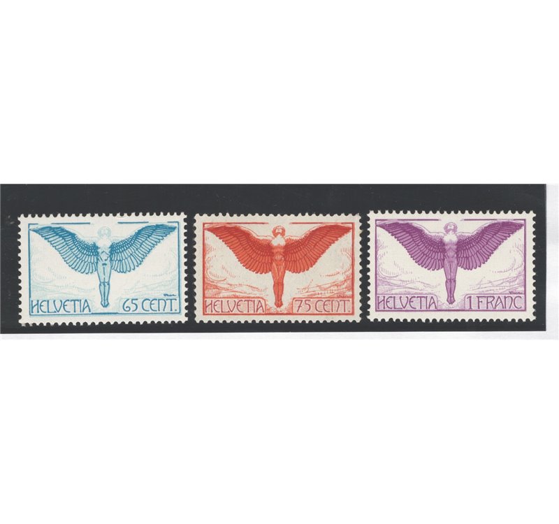 Svizzera - 1924/36 - P.A. Icaro in volo, serie n° 10/12. Cat. € 67 (**)