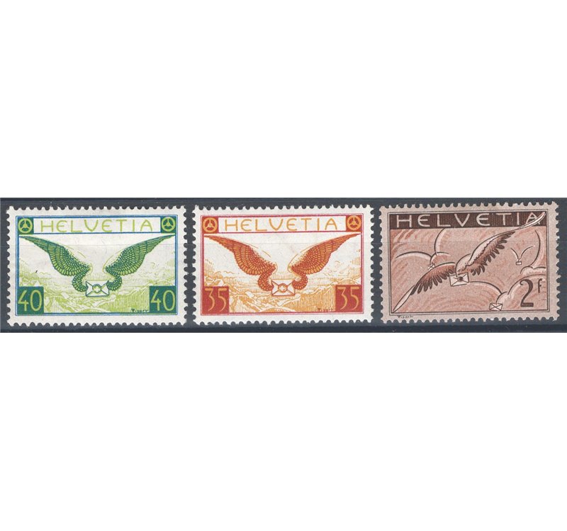 Svizzera - 1929/37 - P.A. Soggetti allegorici, serie n° 13/15. Cat. € 70 (*)