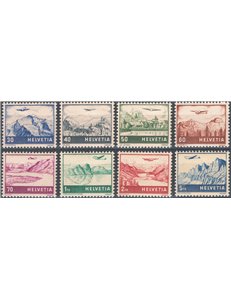 Svizzera - 1941 - P.A. Aereo su paesaggi, serie n° 27/34. Cat. € 40 (*)