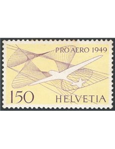 Svizzera - 1949 - P.A. Aliante e correnti 1,50 fr., n° 44. Cat. € 50 (**)