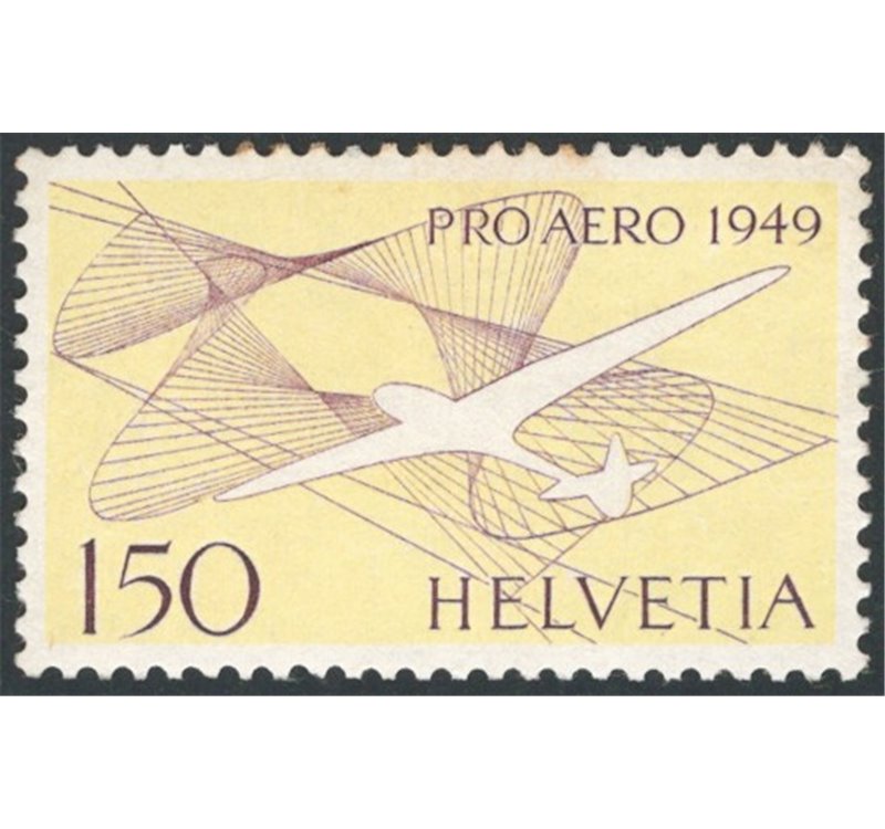 Svizzera - 1949 - P.A. Aliante e correnti 1,50 fr., n° 44. Cat. € 50 (**)