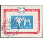 Svizzera - 1951 - BF Expo Filatelica di Lucerna "Lunaba", n° 14. Cert.: IC. Cat. € 230 (U)