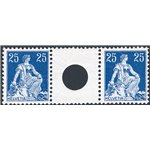 Svizzera - 1908 - Helvetia seduta con interspazio di gruppo con foro grande del 25 c. azzurro (num. 120), Unif. n° S1. Cert.: IC