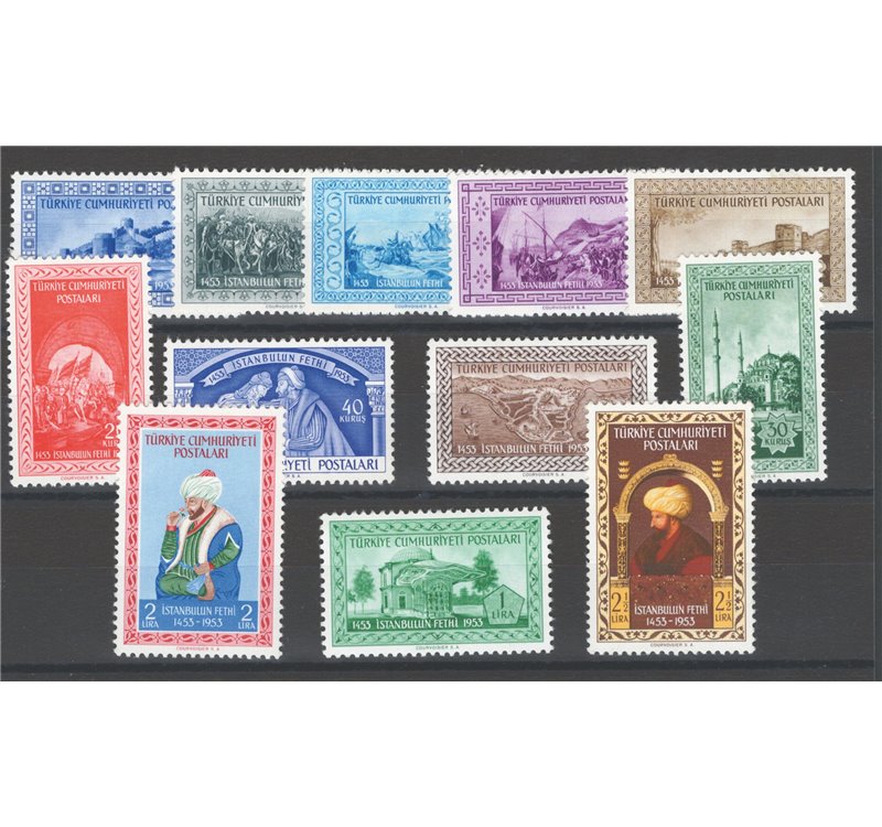 Turchia - 1952 - 500° Anniv. della presa di Costantinopoli, serie n° 1175/1186. Cat. € 50 (**)