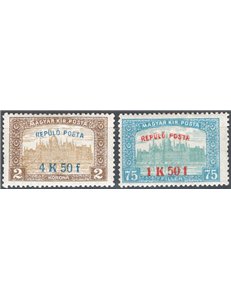 Ungheria - 1918 - P.A. Soprast., serie n° 1/2. Cat. € 40 (*)