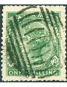 Colonie Inglesi - Bahamas - 1863 - Vittoria 1 sh. verde dent. 12½ con filigrana Cc e corona, n° 8. Cat. € 425 (U)