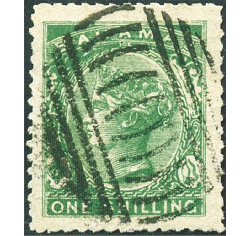Colonie Inglesi - Bahamas - 1863 - Vittoria 1 sh. verde dent. 12½ con filigrana Cc e corona, n° 8. Cat. € 425 (U)