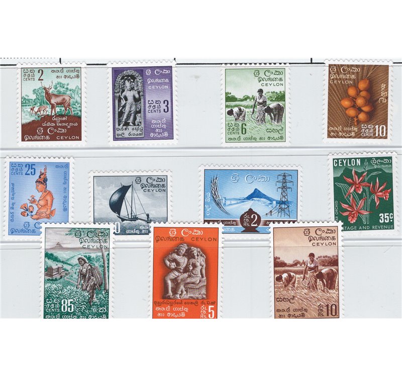 Colonie Inglesi - Ceylon - 1954 - Definitiva soggetti vari, serie n° 292/302. Cat. € 80 (**)