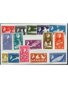 Colonie Inglesi - Falkland - Sud Georgia - 1963/69 - Definitiva Elisabetta senza 1 £ grigia, serie n° 9/23. Cat. € 324 (**)