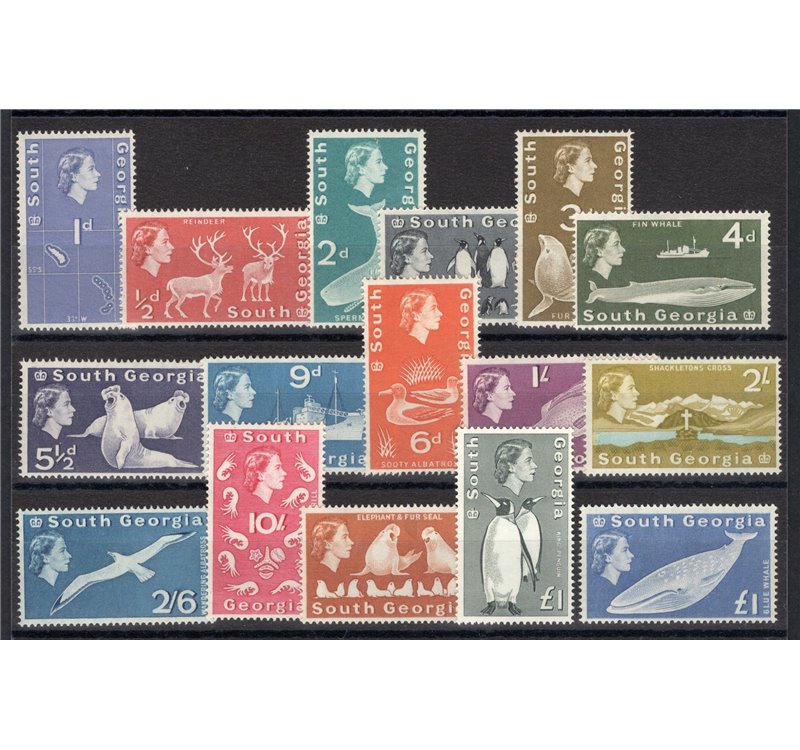 Colonie Inglesi - Falkland - Georgia del Sud - 1963/69 - Definitiva Elisabetta e Soggetti diversi, serie n° 9/24. Cert.: Biondi.