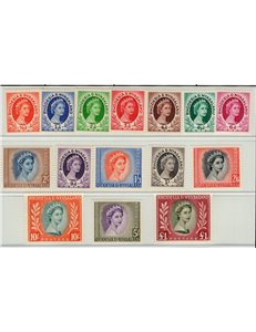Colonie Inglesi - Rodesia e Nyassaland - 1954 - Definitiva Elisabetta, serie n° 1/15. Cat. € 140 (**)