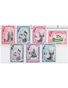 Colonie Inglesi - Swaziland - 1961 - Definitiva Elisabetta con soprast. del 2° tipo, serie n° 71a/78a. Cat. € 42 (**)