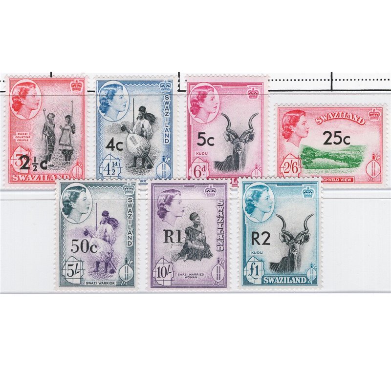Colonie Inglesi - Swaziland - 1961 - Definitiva Elisabetta con soprast. del 2° tipo, serie n° 71a/78a. Cat. € 42 (**)
