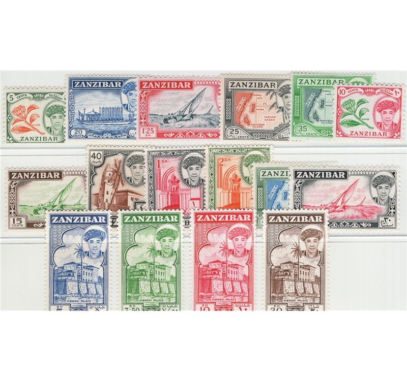 Colonie Inglesi - Zanzibar - 1961 - Definitiva sultano Abdulla Ben Knalifa, serie n° 241/56. Cat. € 40 (**)