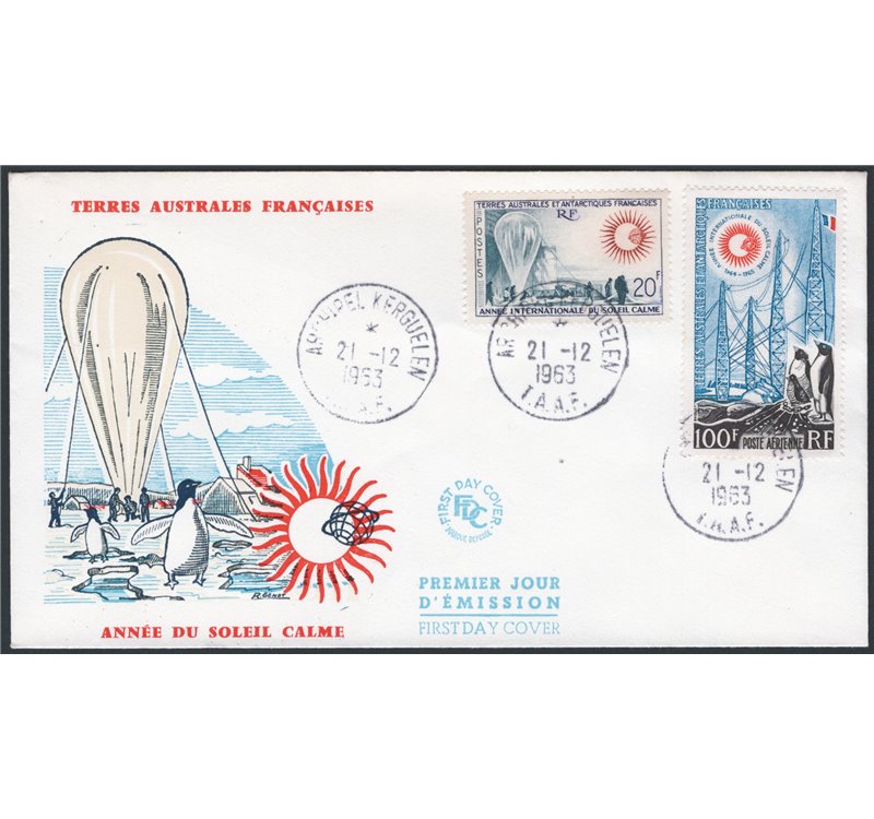 Terre Australi - Antartico Francese - 1963 - Anno Internazionale del Sole Calmo, n° 21 + P.A. 7 su FDC
