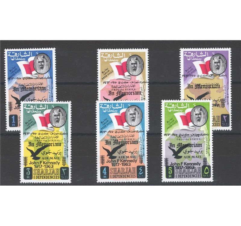 Arabia del Sud Est - Sharjah - 1963 - P.A. Morte del Presidente Kennedy, serie n° 7/12. Cat. € 70 (**)