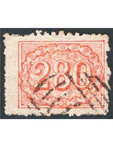 Brasile - 1854/61 - Cifra 280 r. rosso dent. 13½ irregolare, seconda scelta. Cat. € 600 (U)