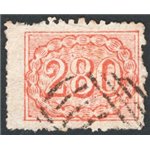 Brasile - 1854/61 - Cifra 280 r. rosso dent. 13½ irregolare, seconda scelta. Cat. € 600 (U)