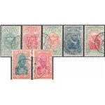 Etiopia - 1909 - Stemmi e Menelik II, serie n° 86/92. Cat. € 50 (U)