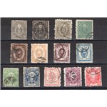 Giappone - 1875 - Rami floreali in cornici varie valori in basso, serie n° 47/59. Cert.: IC. Cat. € 1.756 (U)