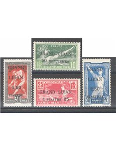 Gran Liban - Colonie Francesi - 1924 - Olimpiadi di Parigi soprast., serie n° 18/21. Cat. € 208 (**)