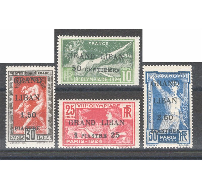 Gran Liban - Colonie Francesi - 1924 - Olimpiadi di Parigi soprast., serie n° 18/21. Cat. € 208 (**)