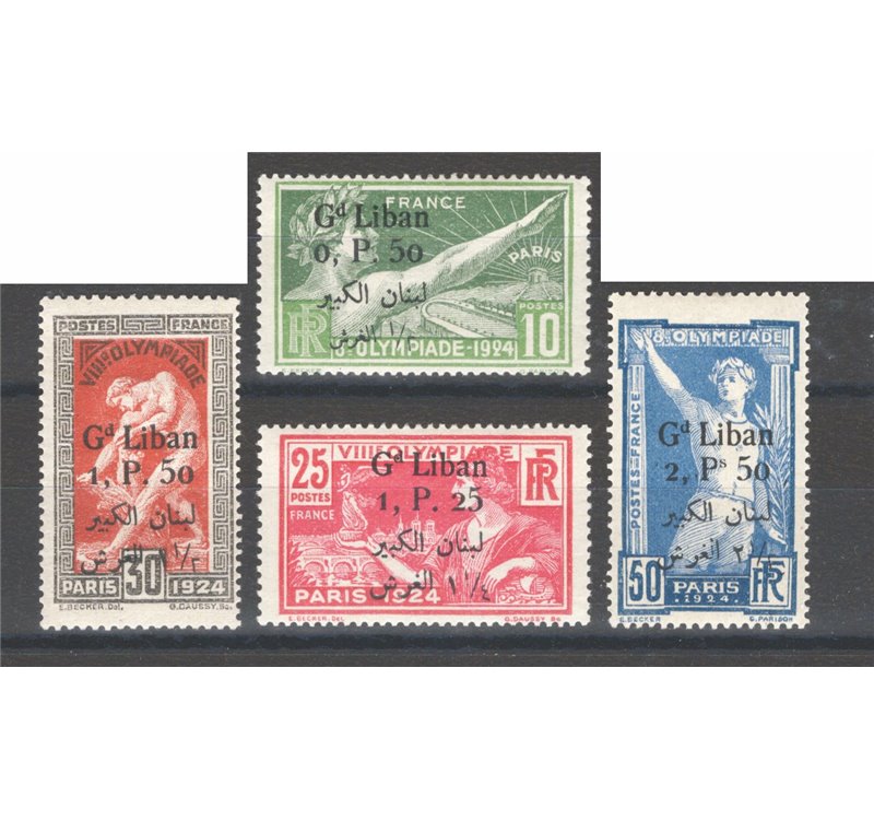 Gran Liban - Colonie Francesi - 1924/25 - Olimpiadi di Parigi soprast. (in francese ed arabo), serie n° 45/48. Cat. € 160 (*)