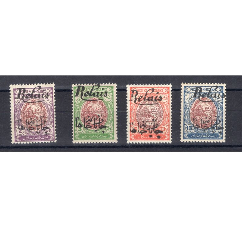 Iran - Persia - 1912/14 - Soprast. bilingue, serie n° 343/46. Cat. € 150 (**)