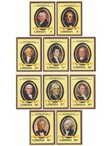 Liberia - 1981 - Presidenti degli U.S.A. non dent., serie n° 896/905. Cert.: Ungerzahnte Briefmarken (**)