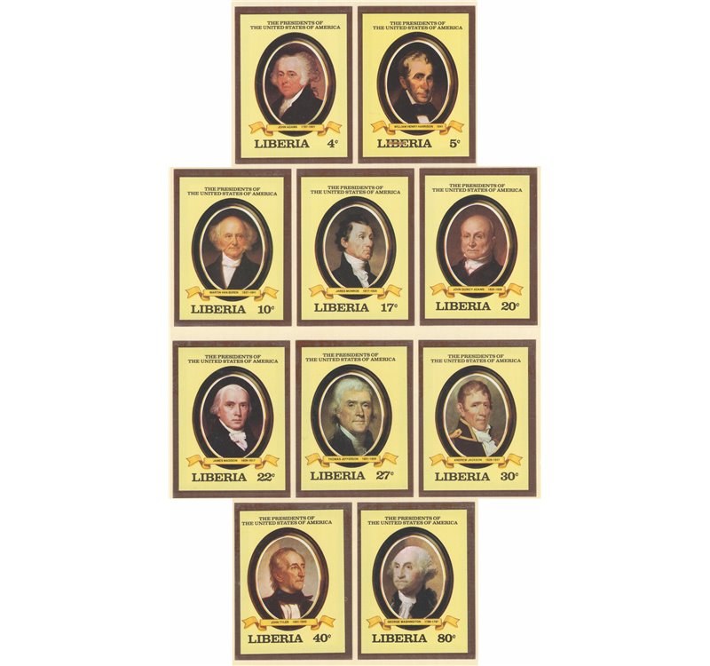 Liberia - 1981 - Presidenti degli U.S.A. non dent., serie n° 896/905. Cert.: Ungerzahnte Briefmarken (**)